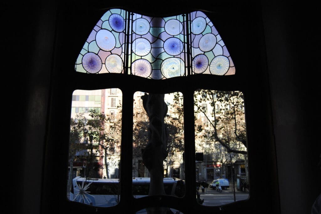 Colorful windows inside Casa Batllo