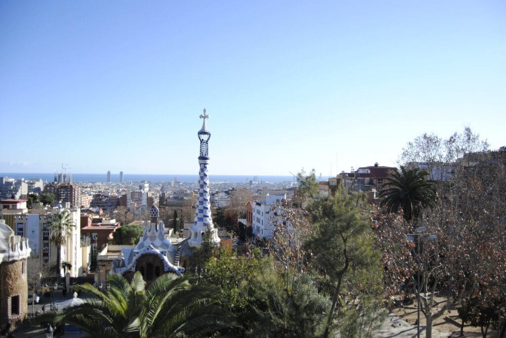 Views of Barcelona from the top of Park Guell