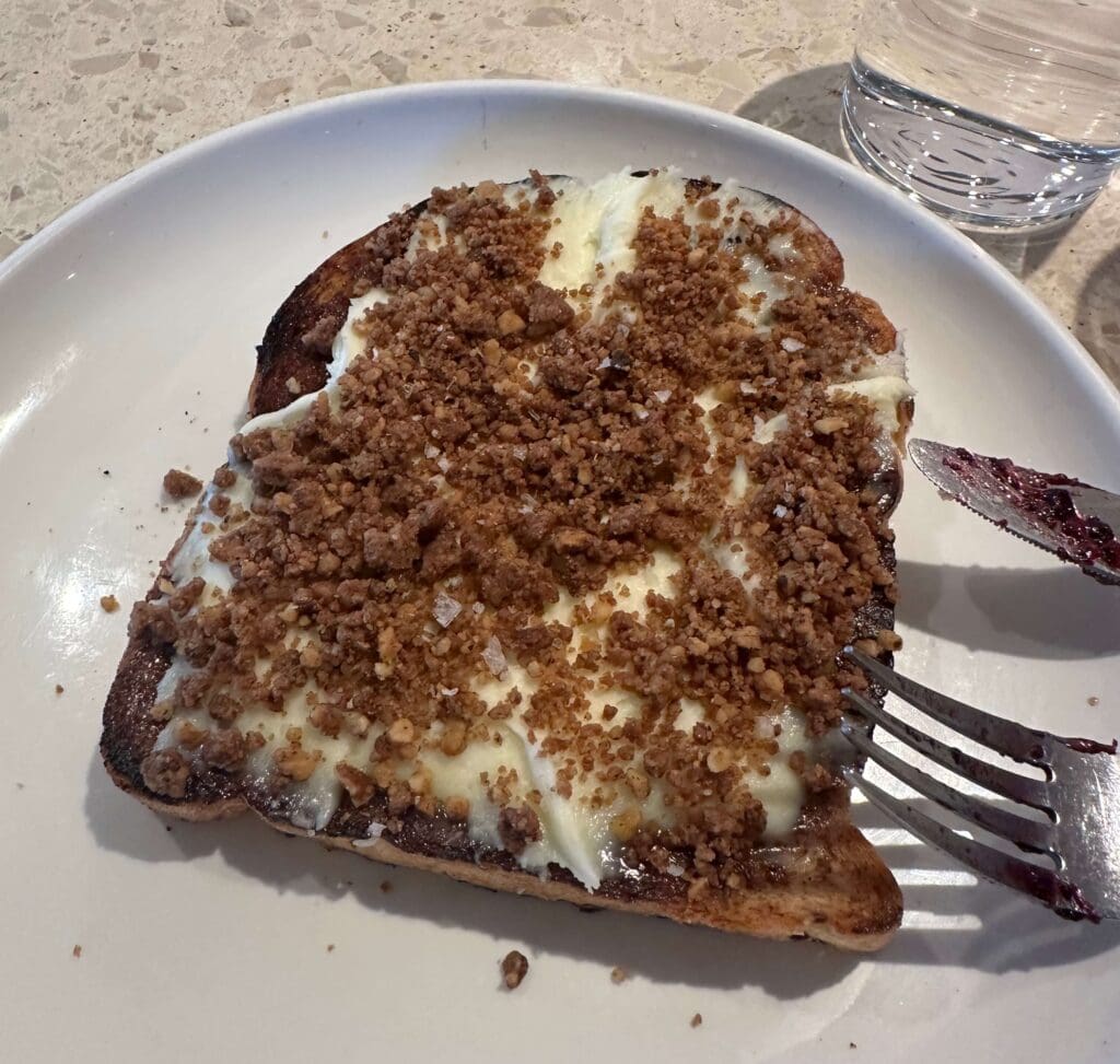 The cinnamon toast from Paperboy on a plate